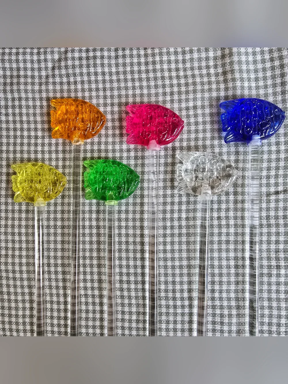 Set Of 6 Multicolor Coastal Fish Stir Sticks
